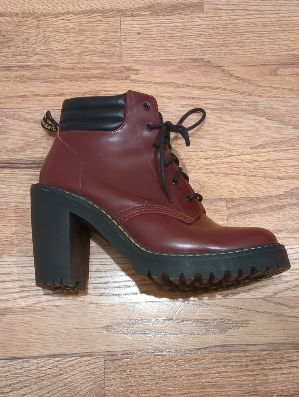 Dr. Marten Women's Chunky Heel Burgundy Boots